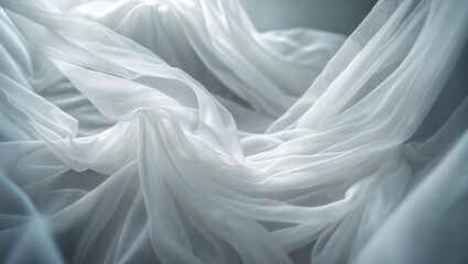 Close-up of white fabric with soft folds on a neutral background